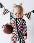 CHECKERED FOOTBALL DREAM ROMPER