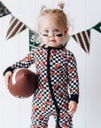 CHECKERED FOOTBALL DREAM ROMPER