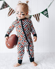 CHECKERED FOOTBALL DREAM ROMPER