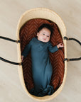Navy Organic Cotton Ribbed Knot Gown