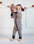 CHECKERED FOOTBALL DREAM ROMPER