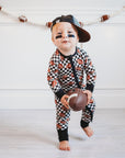 CHECKERED FOOTBALL DREAM ROMPER