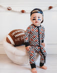 CHECKERED FOOTBALL DREAM ROMPER