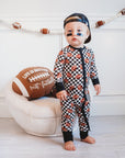 CHECKERED FOOTBALL DREAM ROMPER