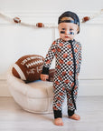 CHECKERED FOOTBALL DREAM ROMPER