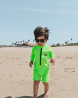 UPF50 RASHGUARD ONESIE - ELECTRIC LIME