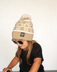 Tan Smiley Check Beanie