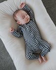 Bamboo Zip Pajamas | Black Gingham