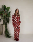Women's Bamboo Button Up Lounge Set | Vintage Santa