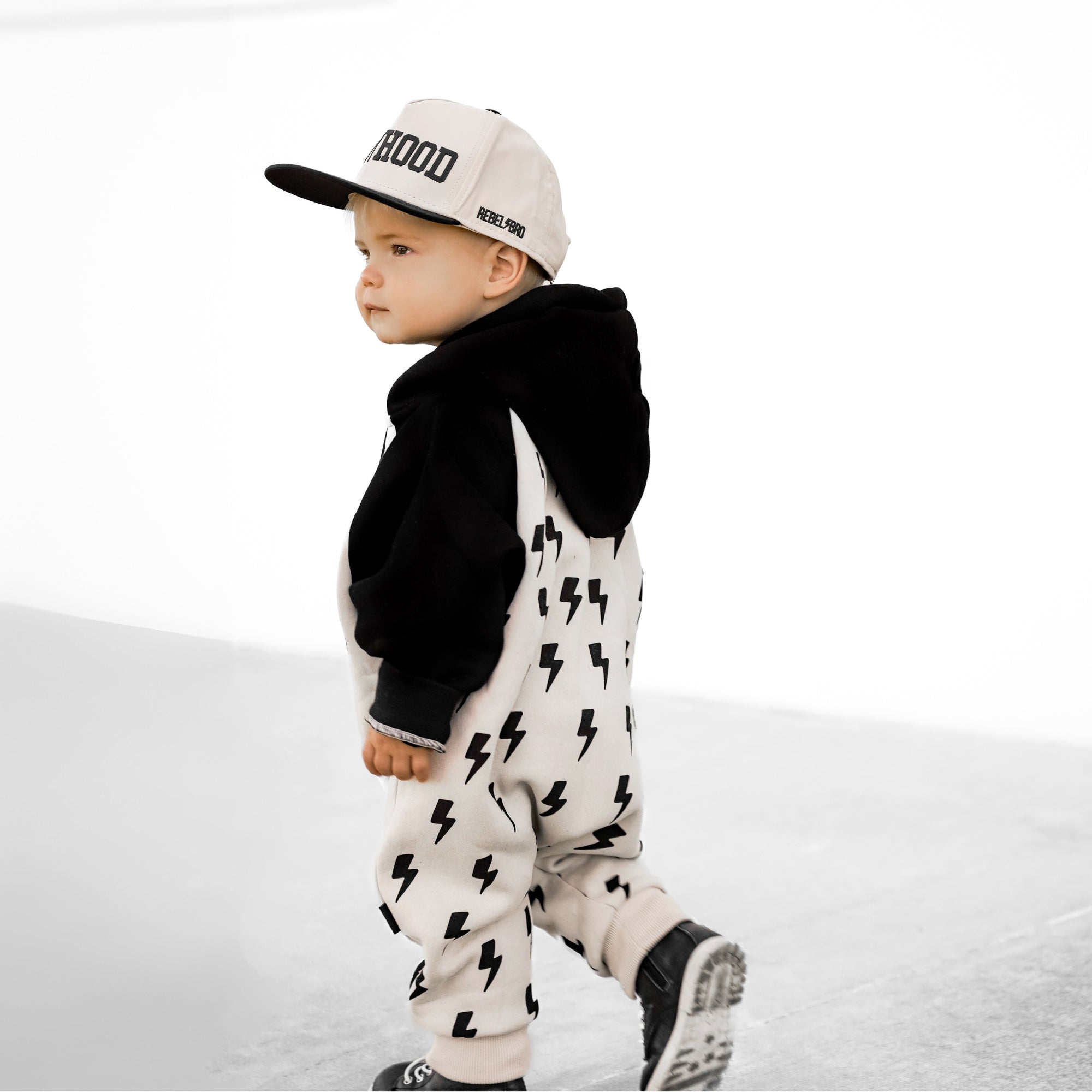 Hooded Fleece Romper in Bowie (PREORDER)
