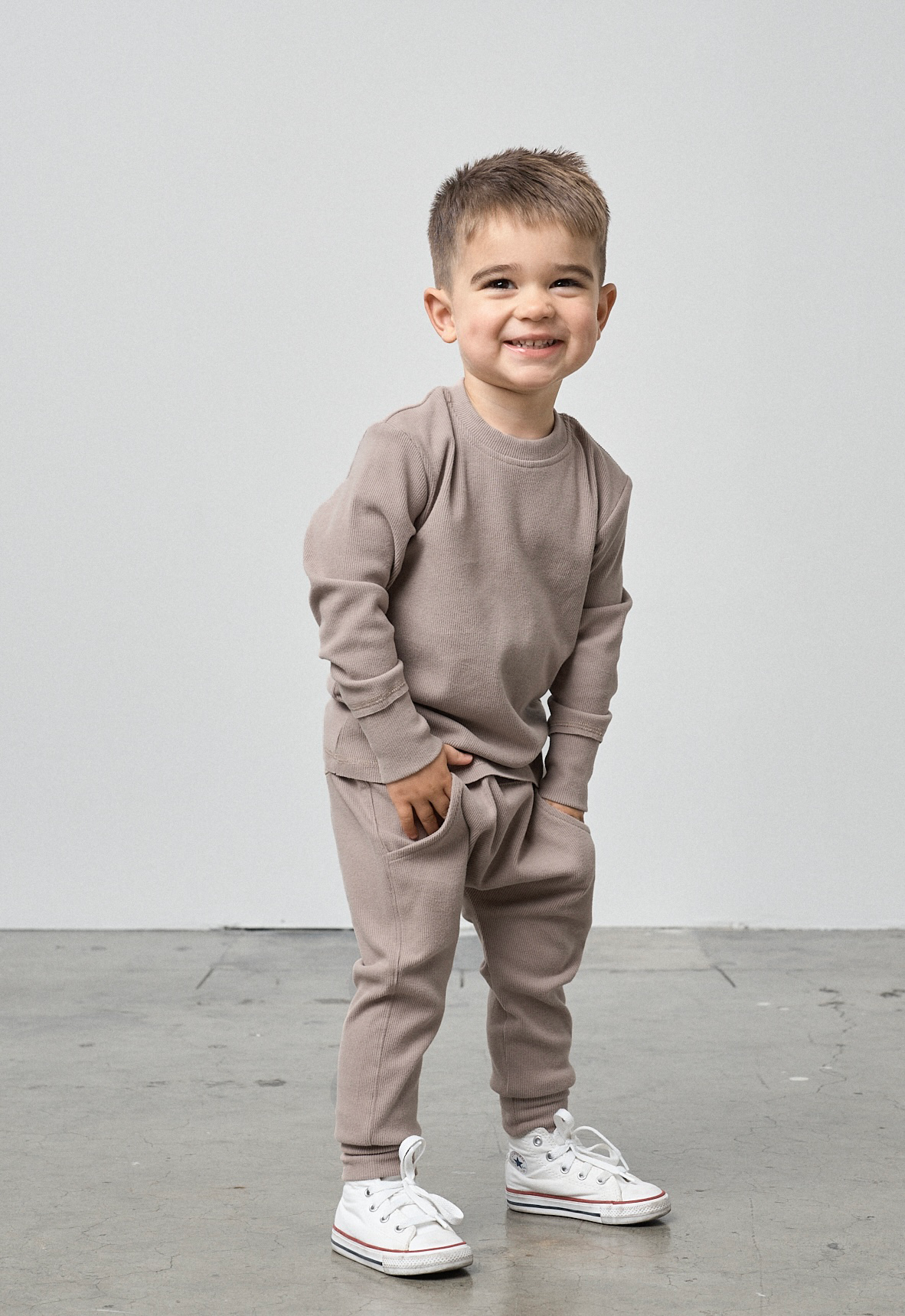 Long Sleeve Ribbed Tee - Mushroom