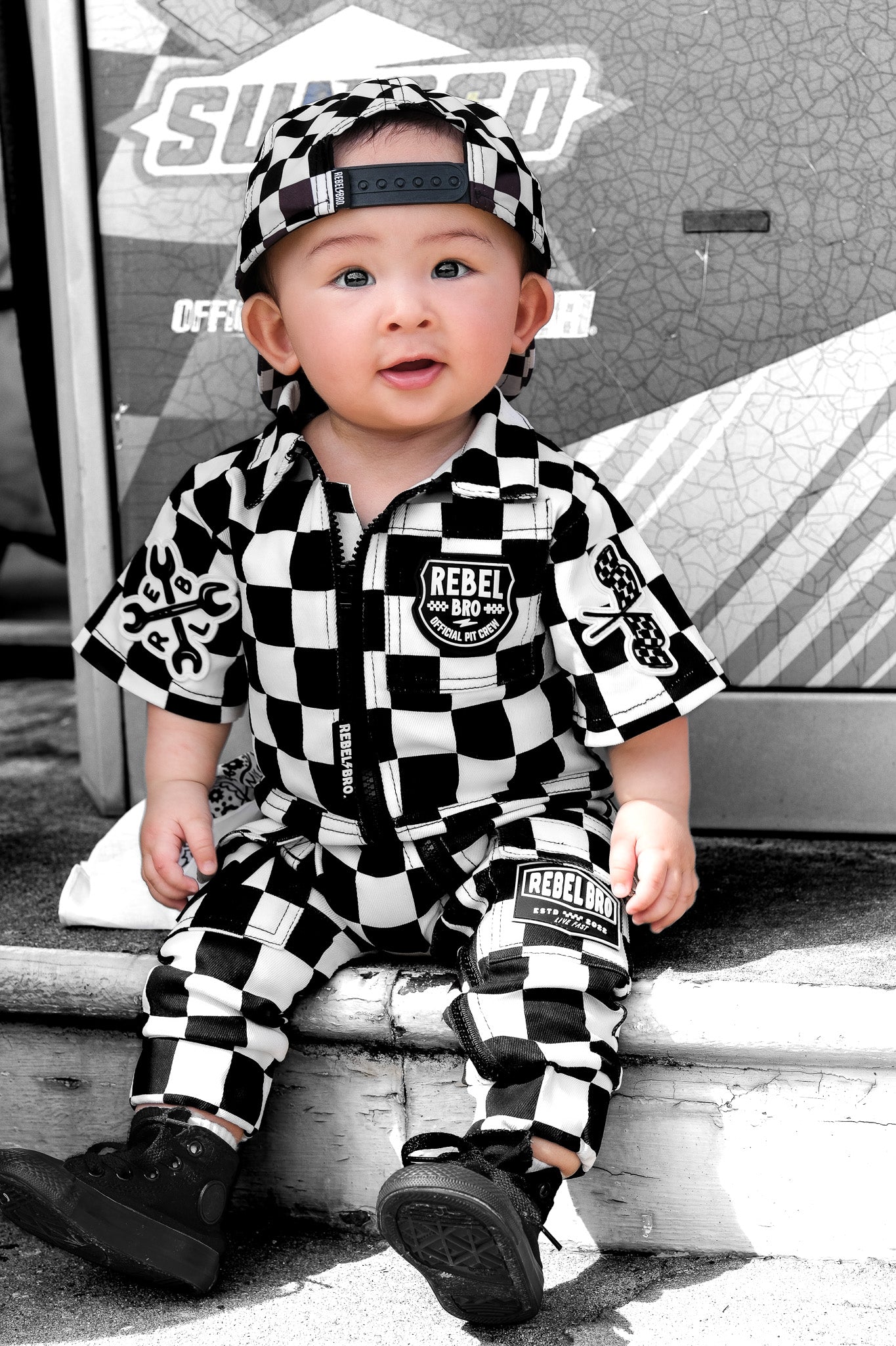 Pit Crew Romper in Venice