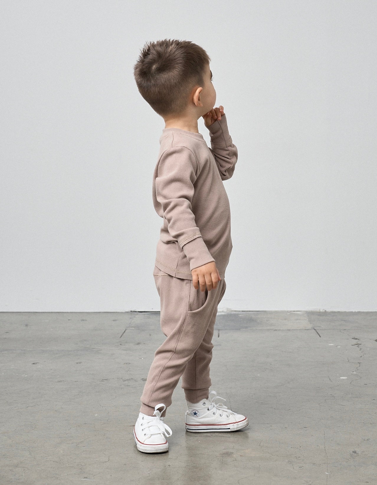 Long Sleeve Ribbed Tee - Mushroom