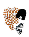 Checkered Smiley Lounge Set | Copper