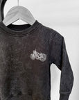 Moto Sweatshirt Acid Wash Black