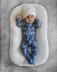Bamboo Zip Romper | Blue Camo Bolts