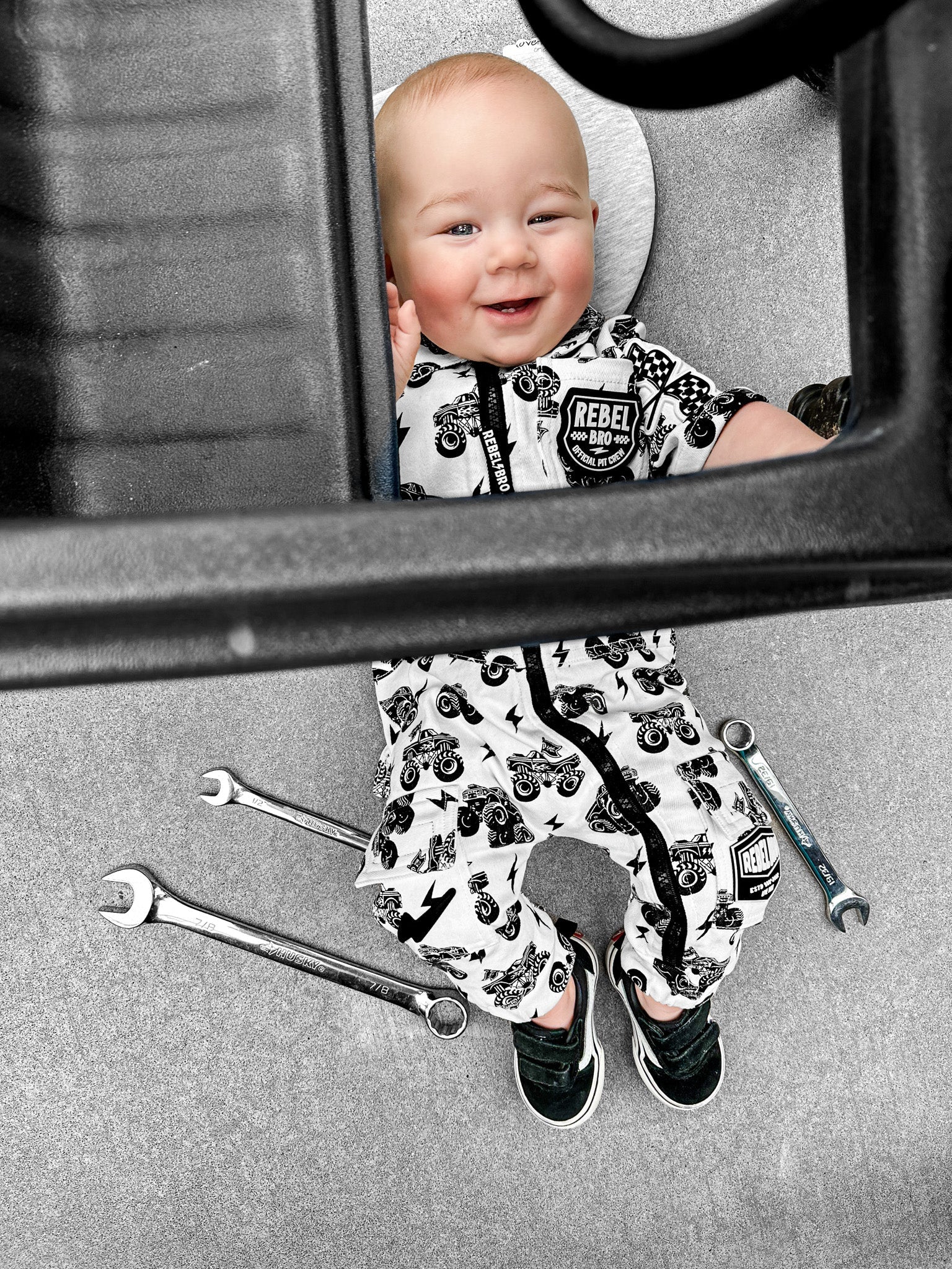 Pit Crew Romper in WWXRB Monster Truck AXEL