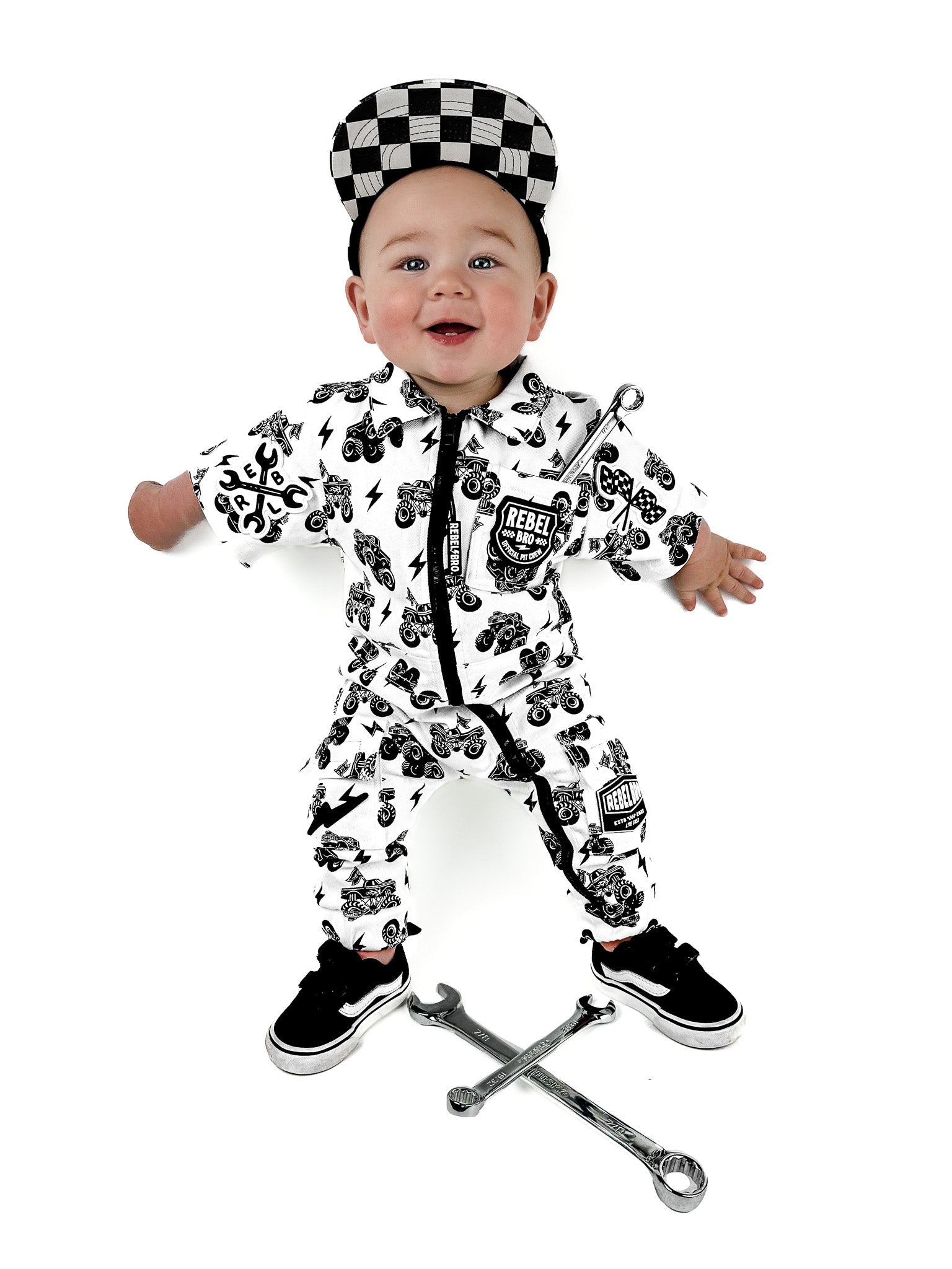 Pit Crew Romper in WWXRB Monster Truck AXEL