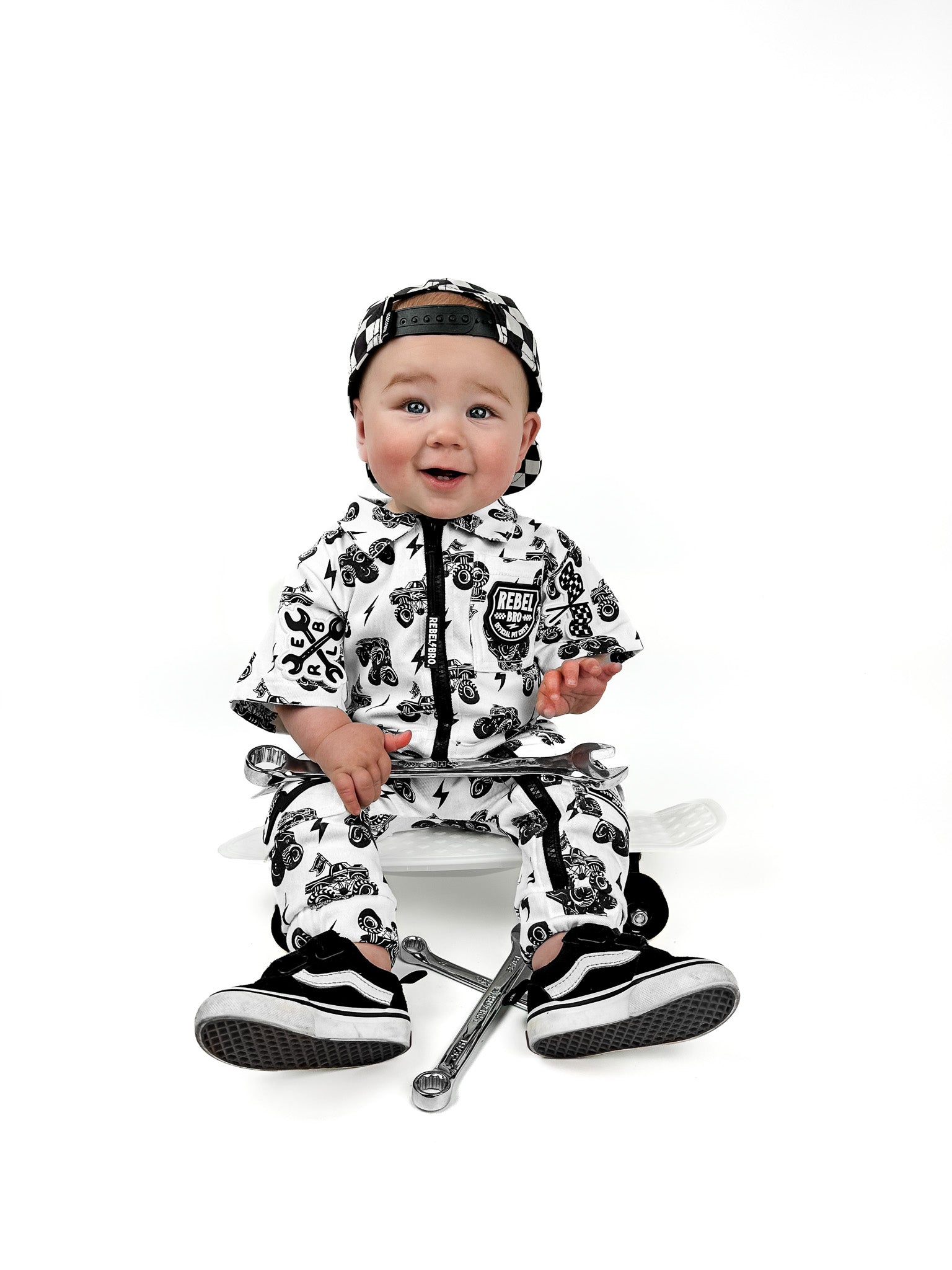 Pit Crew Romper in WWXRB Monster Truck AXEL