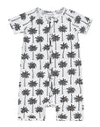 Bamboo Shorty Romper | Palm Style White