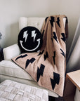Black + Camel Bolt Cozy Blanket