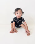 Bamboo Shorty Romper | Palm Style Black
