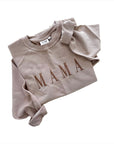 Elegant Mama Embroidered Corded Crewneck - Latte