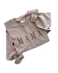 Elegant Mama Embroidered Corded Crewneck - Latte
