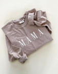 Elegant Mama Embroidered Corded Crewneck - Latte