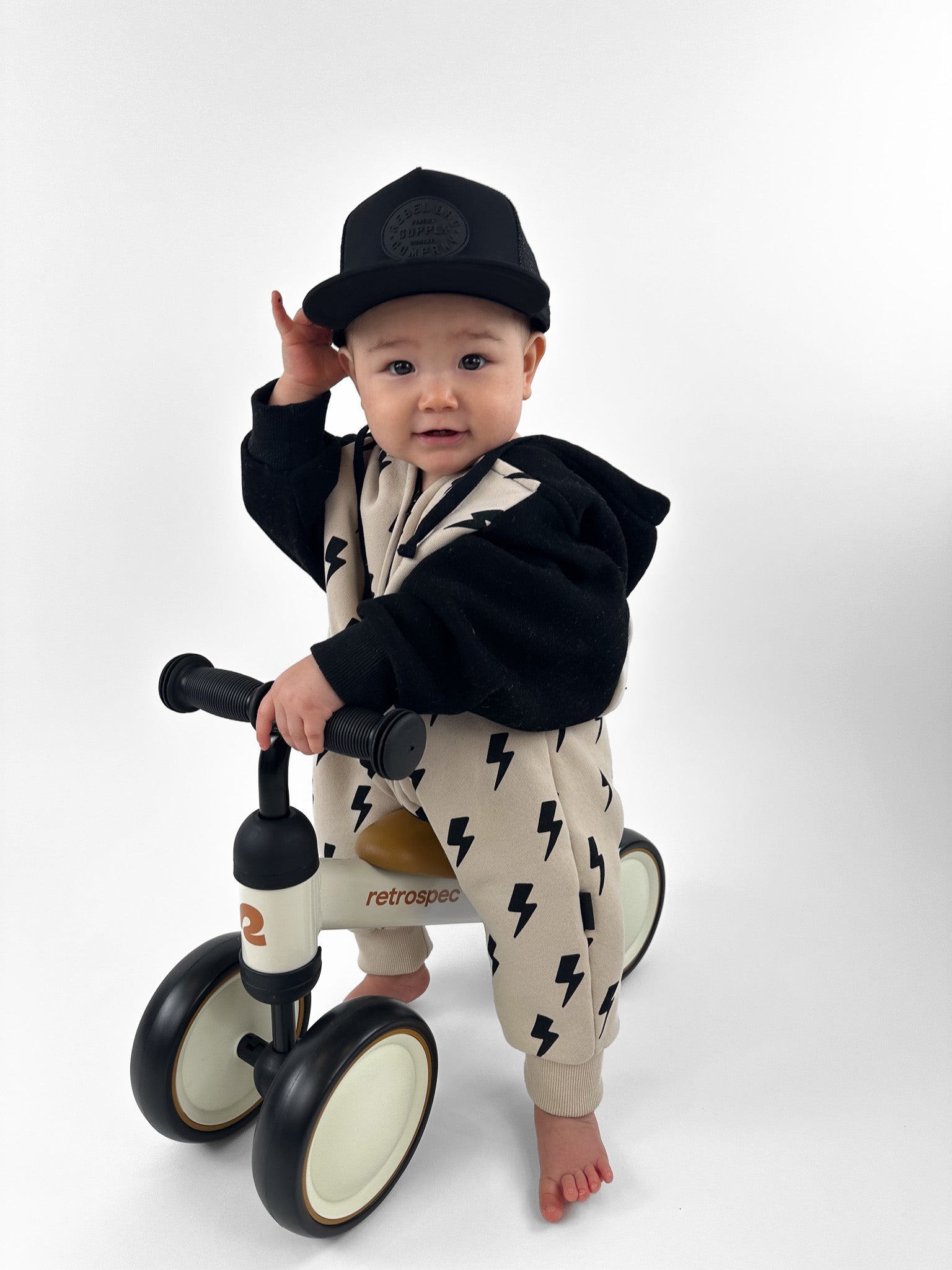 Hooded Fleece Romper in Bowie (PREORDER)