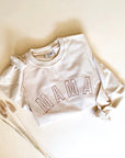 Mama Embroidered Outline Corded Crewneck - Ivory