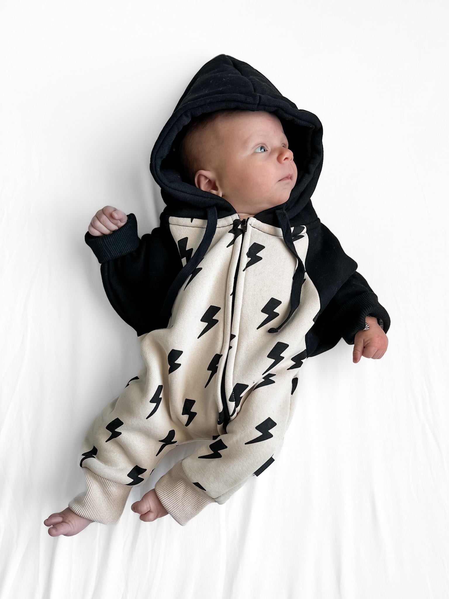 Hooded Fleece Romper in Bowie (PREORDER)