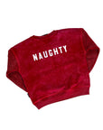 "Naughty" Waffle Sleeve Crewneck