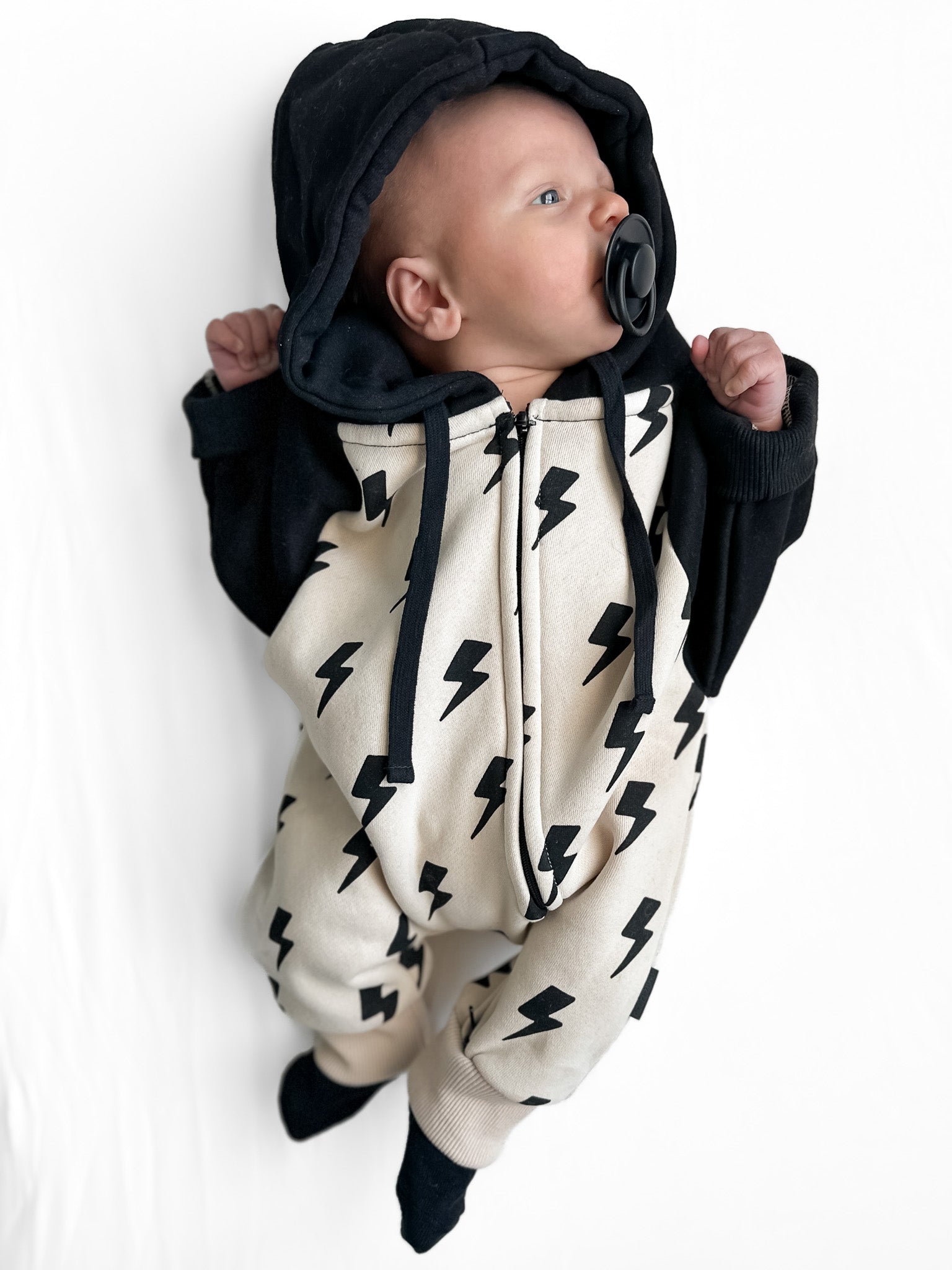 Hooded Fleece Romper in Bowie (PREORDER)