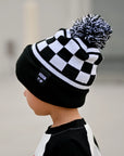 Black Check Beanie
