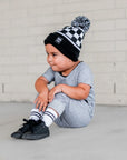 Black Check Beanie