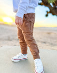 ORGANIC COTTON JOGGERS - ALMOND