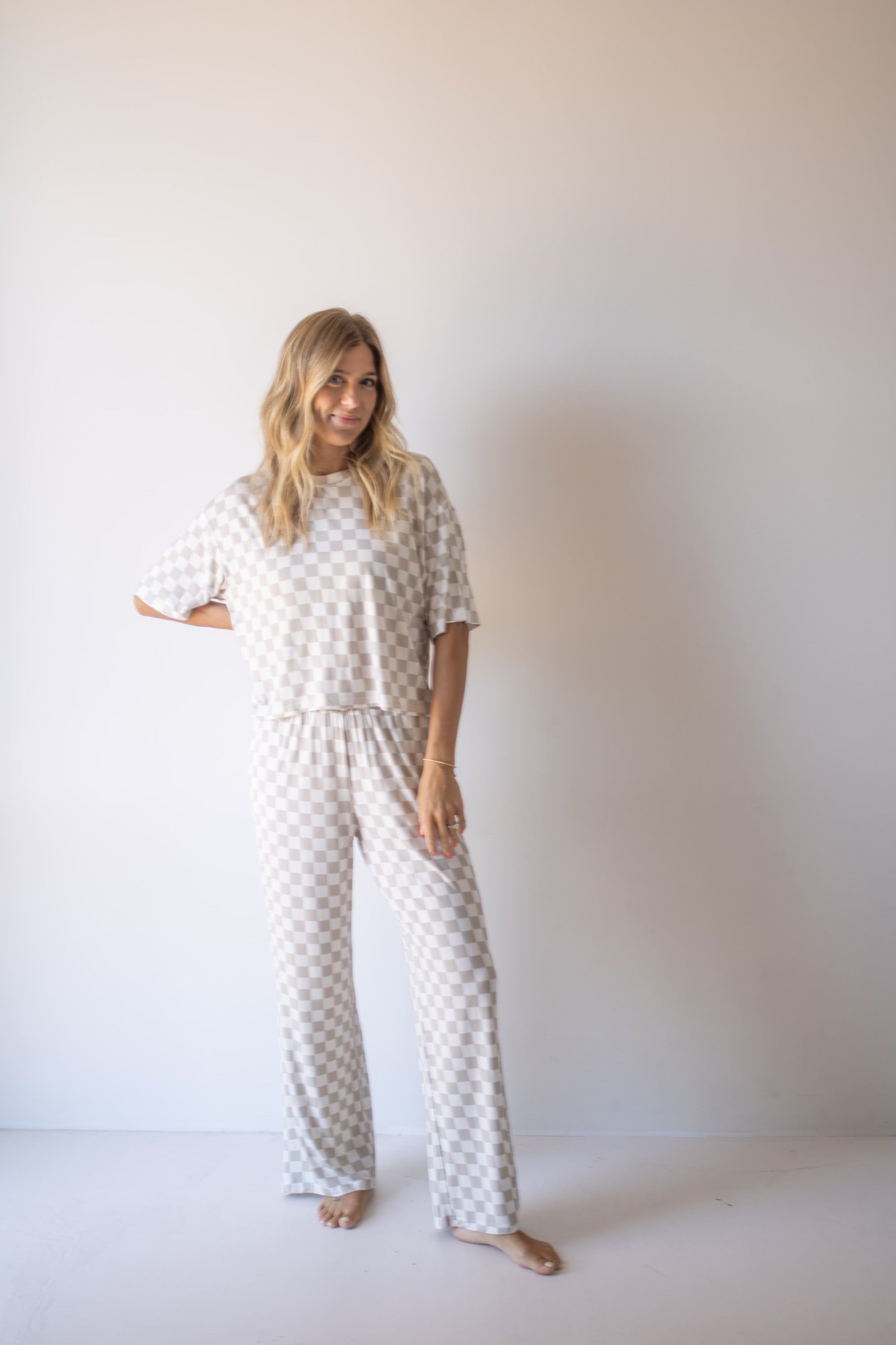 Women's Boxy Tee Lounge Set | Checkerboard