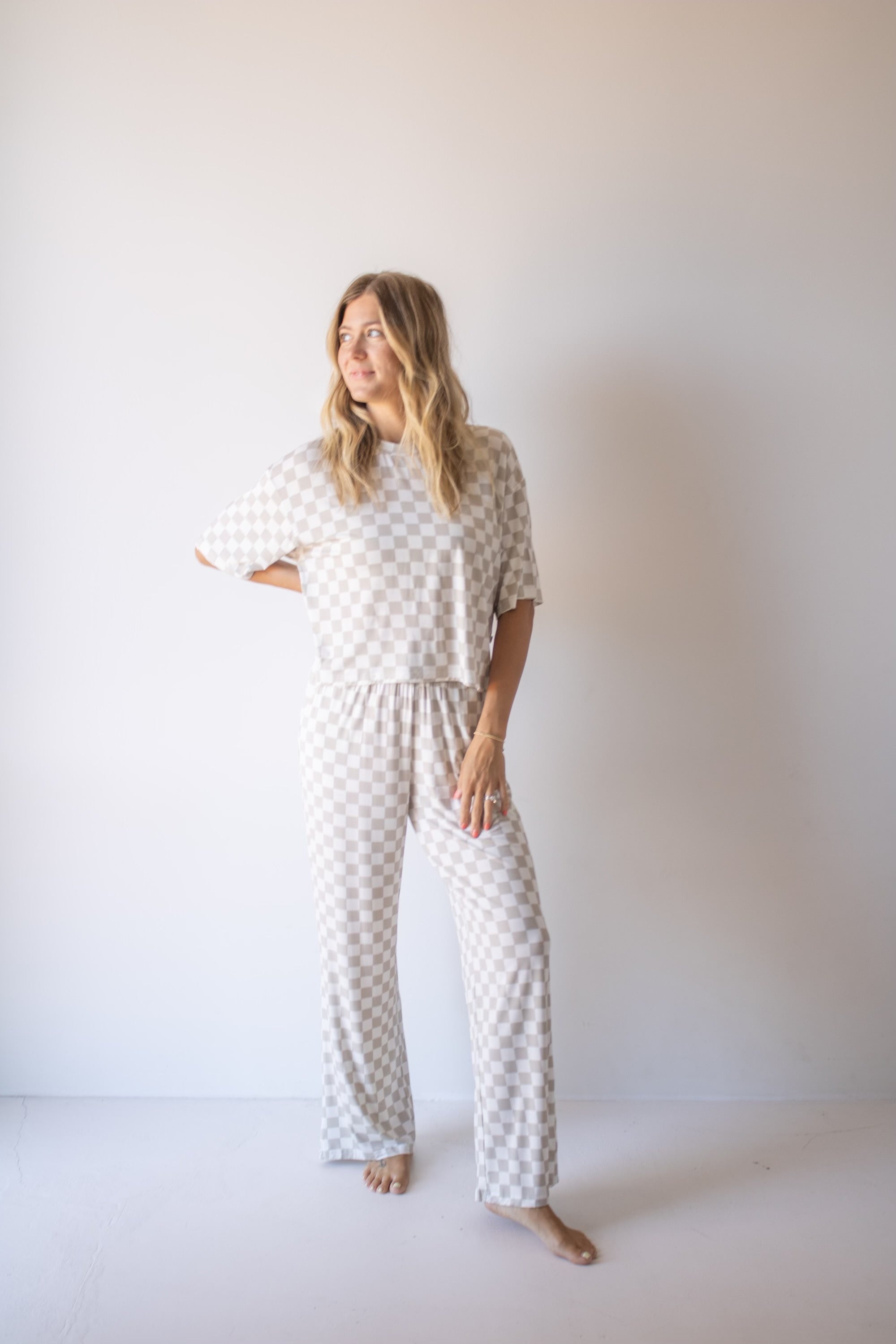 Women's Boxy Tee Lounge Set | Checkerboard
