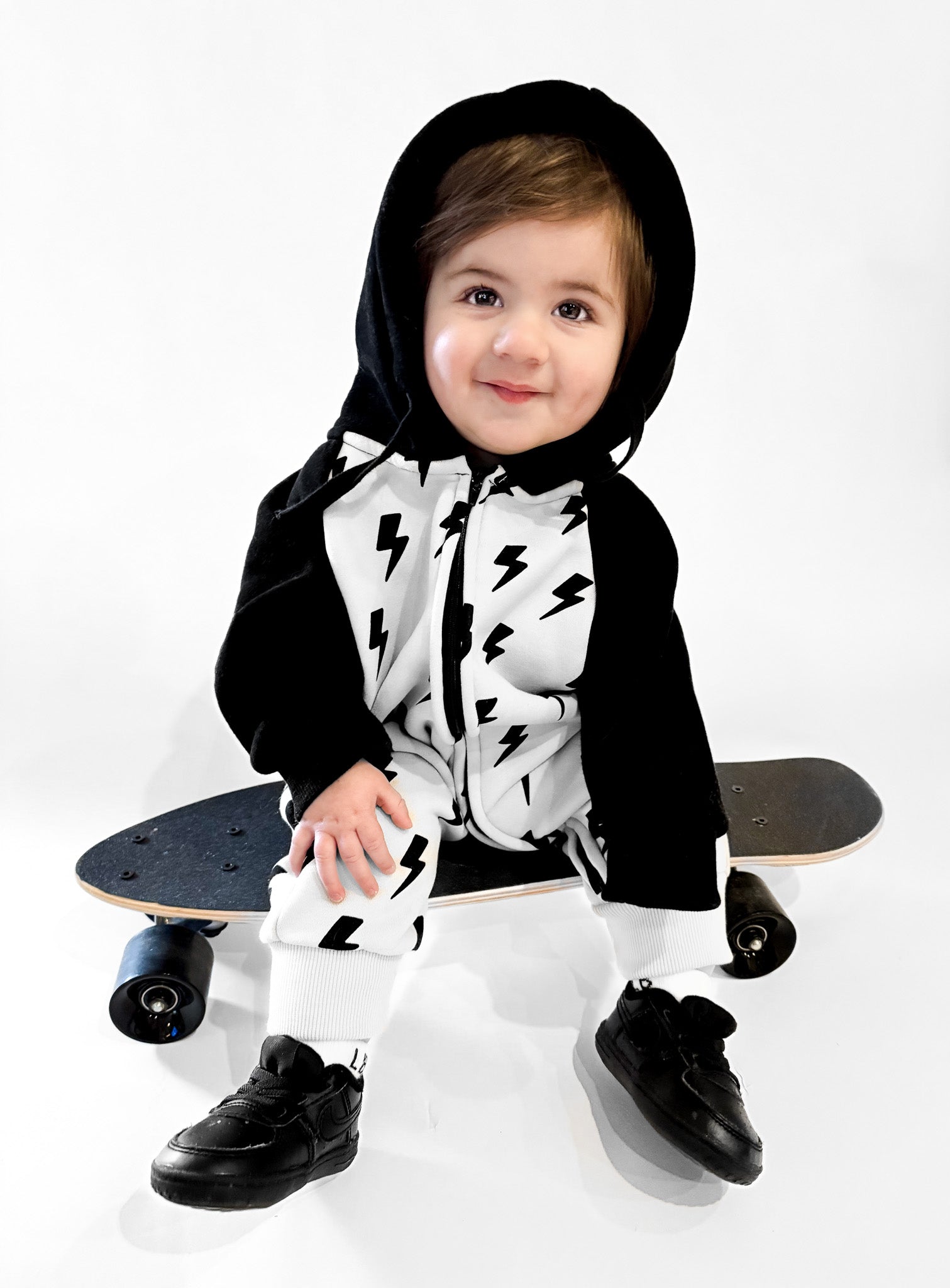 Hooded Fleece Romper in Bowie (PREORDER)