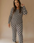 Women's Bamboo Pajamas | Black Checkerboard || MATCHING KIDS