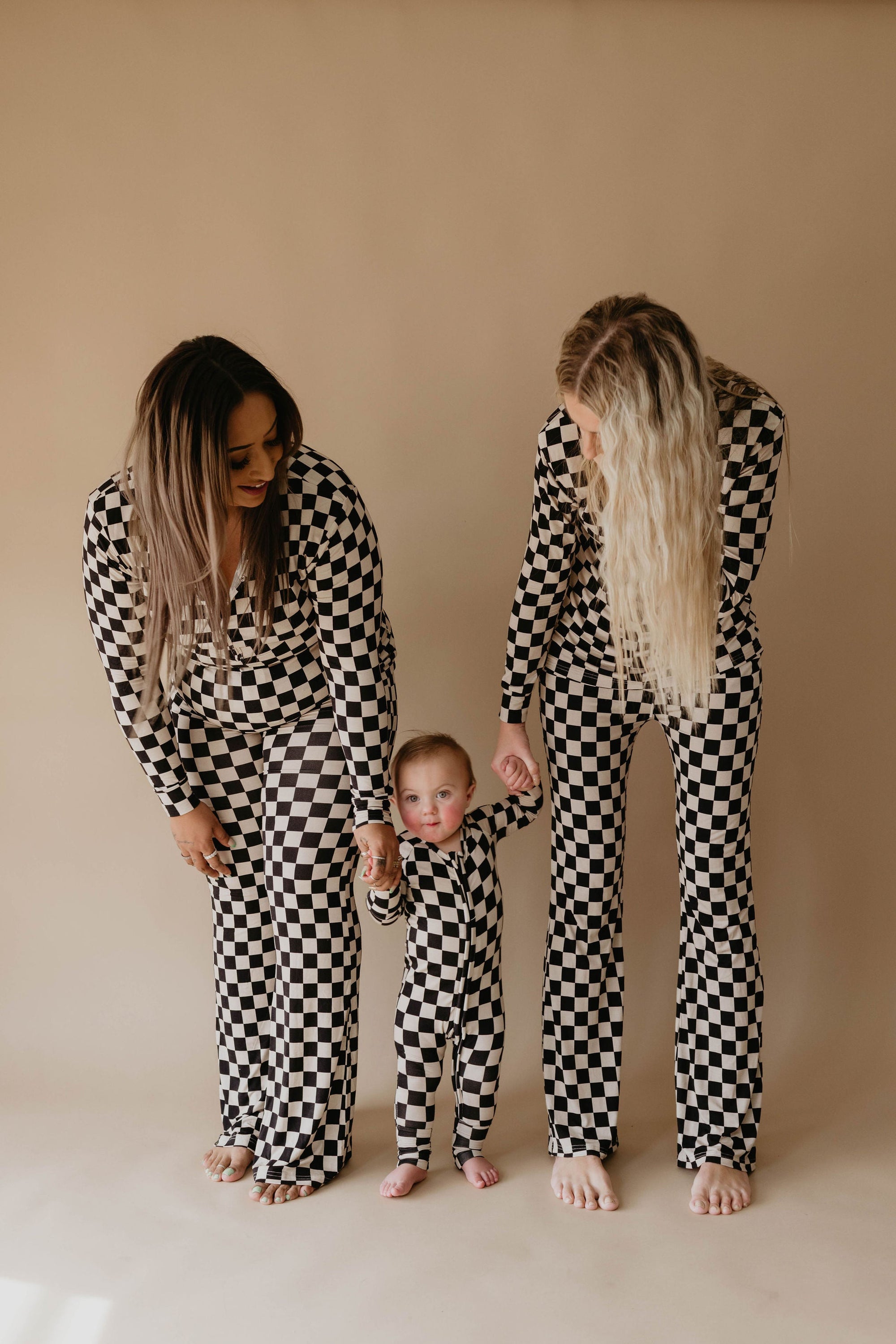 Women's Bamboo Pajamas | Black Checkerboard || MATCHING KIDS