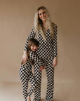 Women's Bamboo Pajamas | Black Checkerboard || MATCHING KIDS