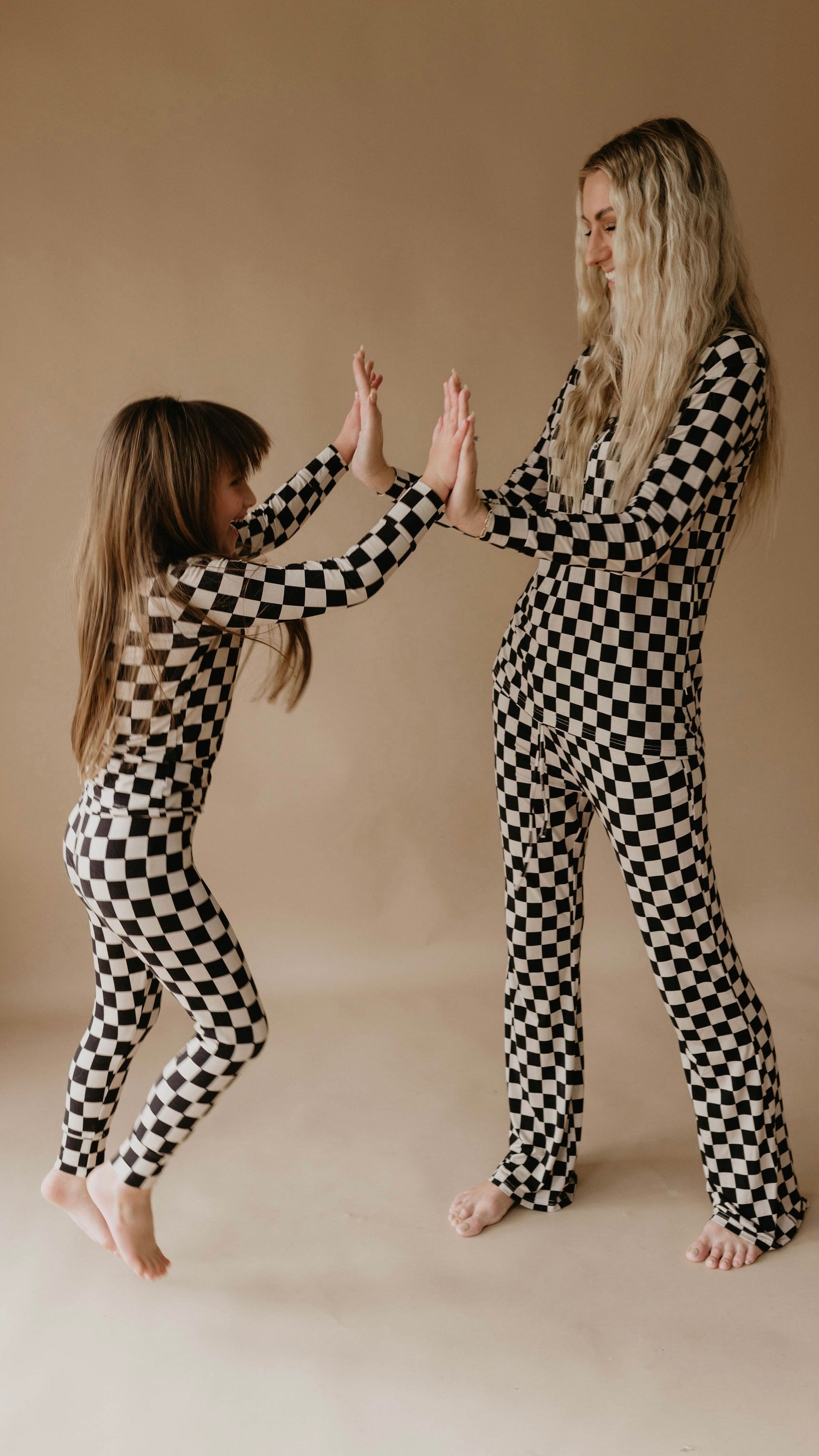 Women's Bamboo Pajamas | Black Checkerboard || MATCHING KIDS