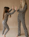 Women's Bamboo Pajamas | Black Checkerboard || MATCHING KIDS
