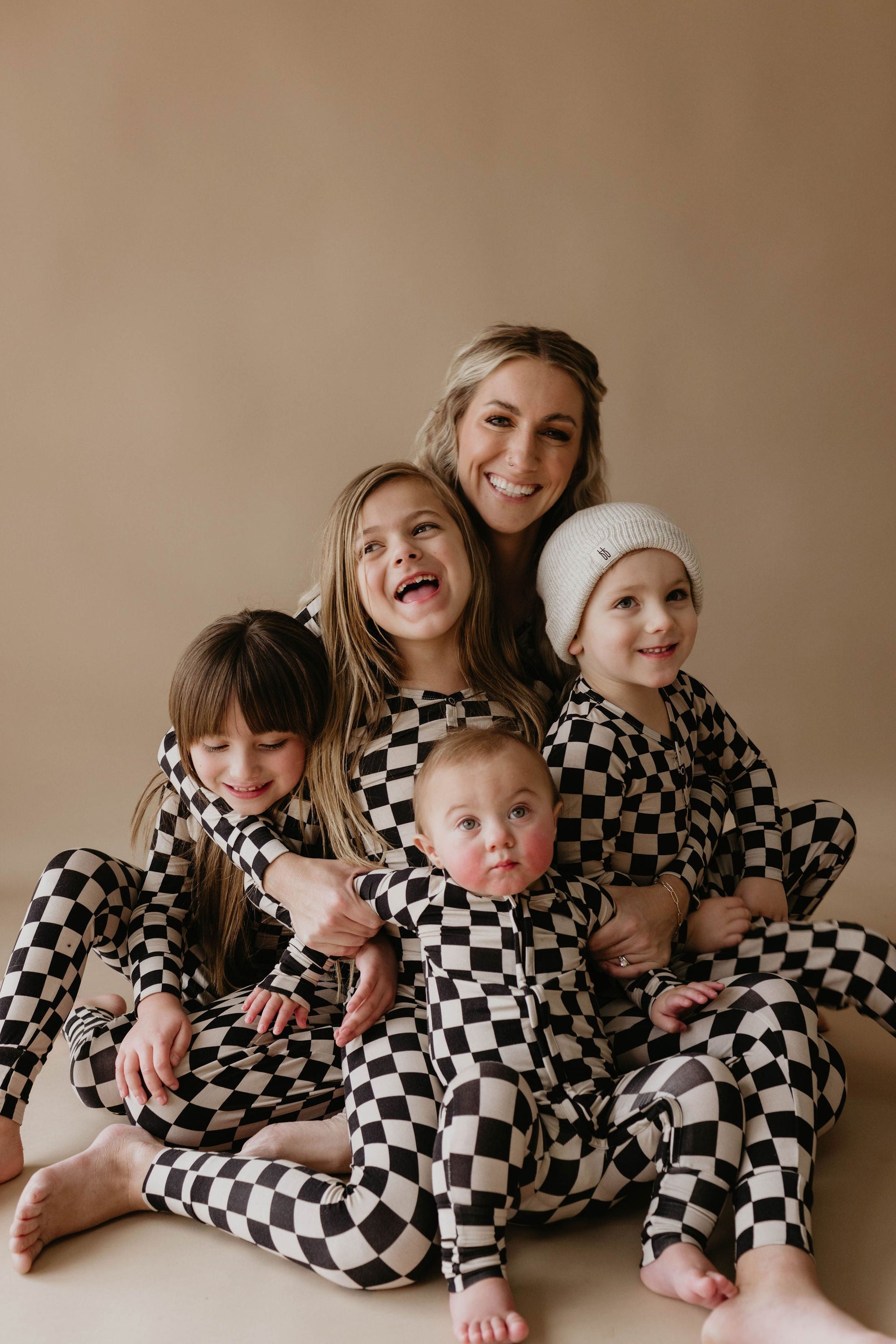 Women's Bamboo Pajamas | Black Checkerboard || MATCHING KIDS