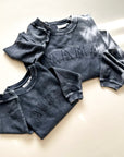 Bubs Black on Black Embroidered Varsity Corded Crewneck