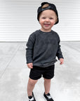 Bubs Black on Black Embroidered Varsity Corded Crewneck