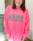 Mama Checkered Sweatshirt - Neon Pink