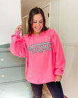 Mama Checkered Sweatshirt - Neon Pink